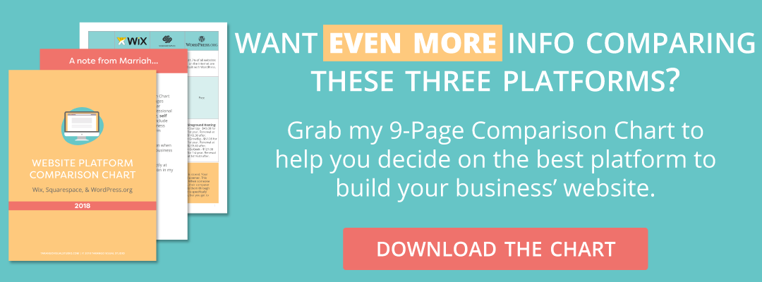 WordPress Squarespace Wix Comparison Chart Web Design Platform - Tarango Visual Studio